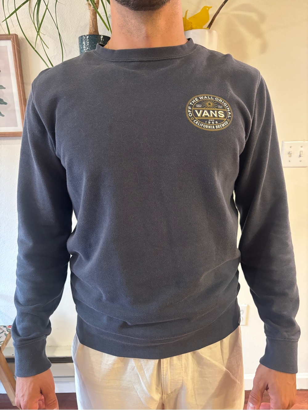 Vans Men's Dark Charcoal Crewneck with Chest Logo